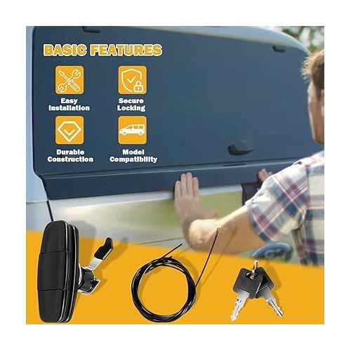  Black Twist Handle Kit 113436 Topper Tonneau T-Handle, for Leer 100XQ/100XL/100XR/TSC700 Truck Cap, 2 Keys Included