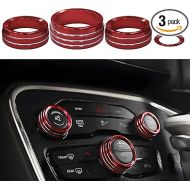 for Challenger Engine Start/Stop Sticker & Volume AC Tune Radio Switch Button Cover Aluminum Alloy Rings Compatible with Dodge Challenger/Charger/Chrysler 300/300s 2015-2024, 4PCS