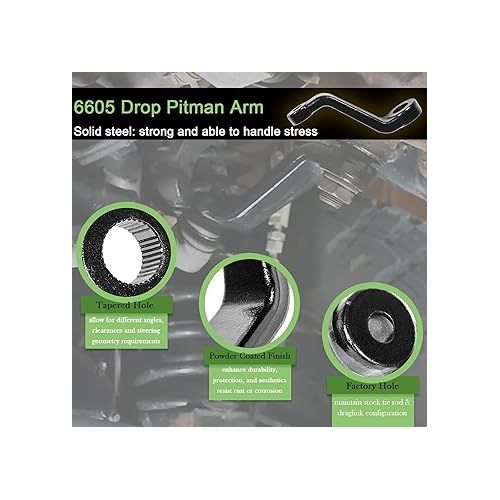  6605 Drop Pitman Arm for 84-01 Jeep Cherokee XJ & Comanche MJ, for 87-06 Jeep Wrangler YJ & TJ, Jeep Power Steering Drop Pitman Arm 6605