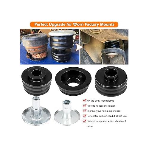  KF04060BK Body Mount Bushing Kit Fits for Ford F250 F350 Super Duty 2008-2016 2WD 4WD Polyurethane Body Cab Mounts & Steel Sleeves & Hardware (Black)