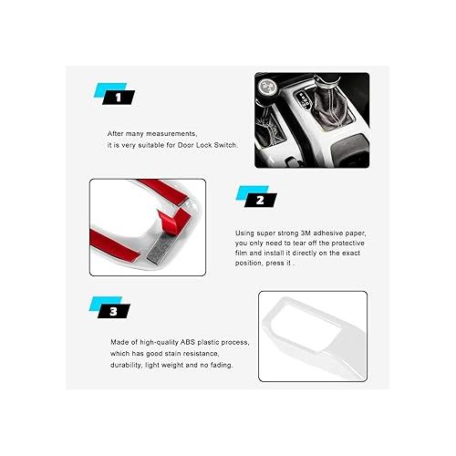  Bonbo ABS Center Console Gear Shift 4WD Panel & Dashboard & Cup Holder Trim 4PCS Cover Trim Interior Accessories for 2018-2023 Jeep Wrangler JL JLU & Gladiator JT (White)