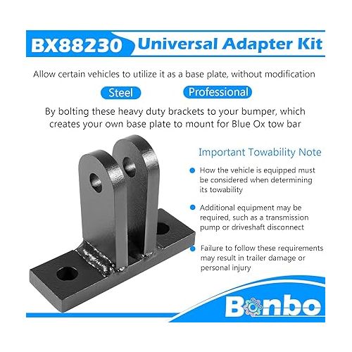  BX88230 Bolt-On Base Plate Bracket Kit fit for Blue Ox Tow Bars General Purpose Adapter Kit 5000 lbs 25 Packs Universal kit for Jeep, for Ford, for Toyota, for Honda, for Buick, for Volvo
