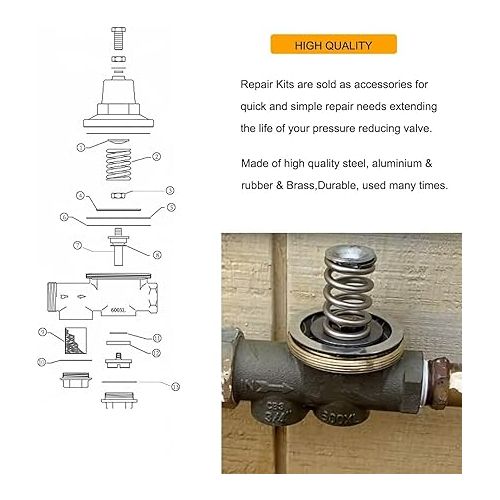  RK34-600XL Repair Kits compatible with zurn 600 Series Pressure Reduction Valve RK34-600 Fits the 3/4