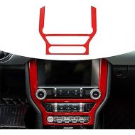 Bonbo Dashboard Central Control Air Conditioning GPS Navigation Frame Panel Cover Trim for Ford Mustang 2015 2016 2017 2018 2019 2020 2021(ABS, Red)