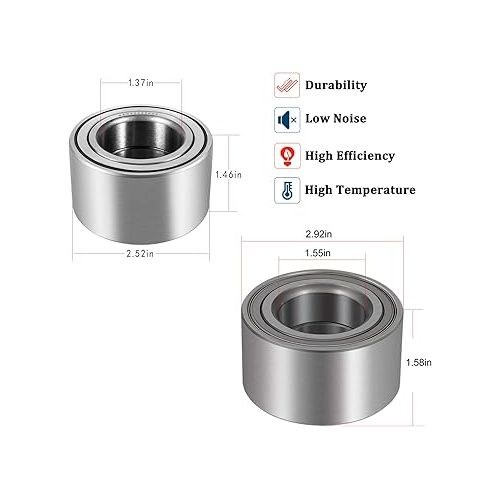  Front and Rear Wheel Bearings for Polaris Sportsman 400 450 500 600 700 X2 HO EPS 4X4 (4Pcs)