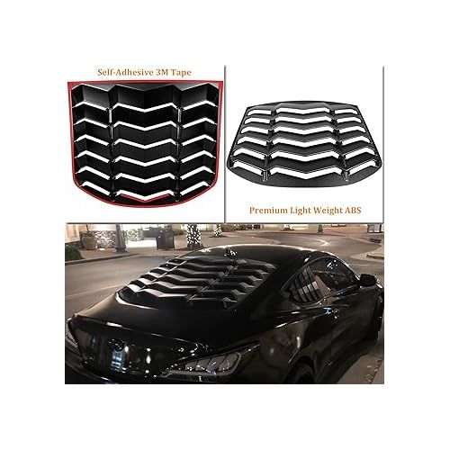  Bonbo Rear Window Louver Fits for Hyundai Genesis Coupe 2010 2011 2012 2013 2014 2015 2016 Custom Fit Windshield Sun Shade Cover ABS (Matte Black)