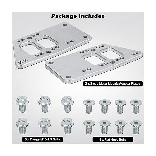  for LS Swap Motor Mounts Adapter Plates - Adjustable Universal Conversion Bracket Small Block Set Perfect for SBC LS Engines, Fits for LS1 LS2 LS3 LS6 LSX LQ4 LQ9 LR4 AL11 L33 L92 L99 Chevrolet Chevy