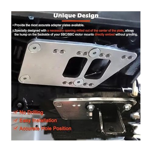  for LS Swap Motor Mounts Adapter Plates - Adjustable Universal Conversion Bracket Small Block Set Perfect for SBC LS Engines, Fits for LS1 LS2 LS3 LS6 LSX LQ4 LQ9 LR4 AL11 L33 L92 L99 Chevrolet Chevy