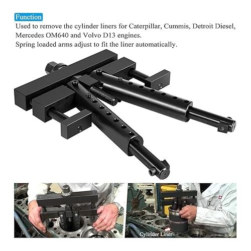  Universal Cylinder Liner Puller Assembly - Heavy Duty Diesel Engine Cylinder Liner Puller Used for Mack Cummins CAT on Wet Liner from 3-7/8” to 6-1/4” bore, Alternative to PT-6400-C M50010-B 3376015