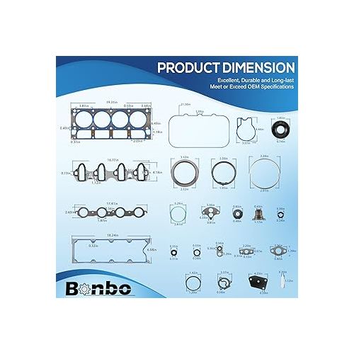  HS 26191 PT-1 Engine Cylinder Head Gasket Set Intake Manifold Gaskets Superior Seal Replacement for Chevrolet GMC Buick Rainier 4.8L 5.3L V8 Engine HS26191PT-1