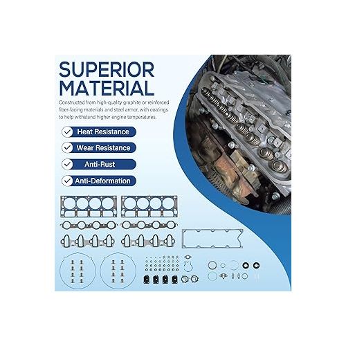  HS 26191 PT-1 Engine Cylinder Head Gasket Set Intake Manifold Gaskets Superior Seal Replacement for Chevrolet GMC Buick Rainier 4.8L 5.3L V8 Engine HS26191PT-1