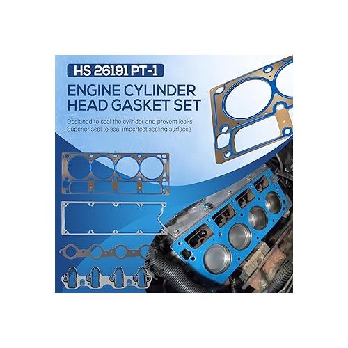  HS 26191 PT-1 Engine Cylinder Head Gasket Set Intake Manifold Gaskets Superior Seal Replacement for Chevrolet GMC Buick Rainier 4.8L 5.3L V8 Engine HS26191PT-1