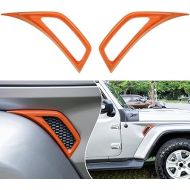 Bonbo 2PCS Exterior Accessories Wheel Eyebrow Side Air Conditioning Vent Outlet Cover Trim for Jeep Wrangler JL JLU Sports Sahara Freedom Rubicon Unlimited Gladiator JT 2018-2023 (Orange)