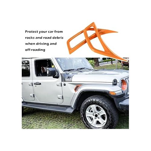  Bonbo 2PCS Exterior Accessories Wheel Eyebrow Side Air Conditioning Vent Outlet Cover Trim for Jeep Wrangler JL JLU Sports Sahara Freedom Rubicon Unlimited Gladiator JT 2018-2023 (Orange)