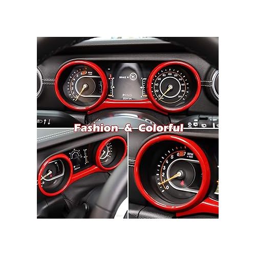  Bonbo Red Dashboard Panel Trim Cover Trim Interior Accessories Frame Cover for 2018-2023 Jeep Wrangler JL JLU & Gladiator JT