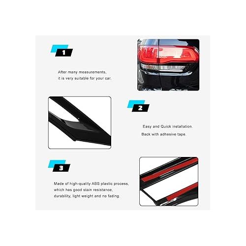  Tail Light Lamp Cover Trim Bezel Glossy Cover Trim Exterior Accessories for Jeep Grand Cherokee 2014-2020 Replacement for 68220968AA 68220970AA 68219812AA 68219813AA(Black)