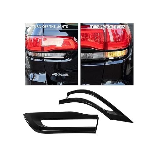  Tail Light Lamp Cover Trim Bezel Glossy Cover Trim Exterior Accessories for Jeep Grand Cherokee 2014-2020 Replacement for 68220968AA 68220970AA 68219812AA 68219813AA(Black)