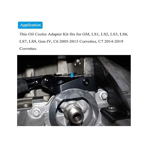  Engine Oil Cooler Adapter Kit - Suitable for GM LS LS1 LS2 LS3 LS6 LS7 LS9 2005-2019 Corvette (5-Pack)