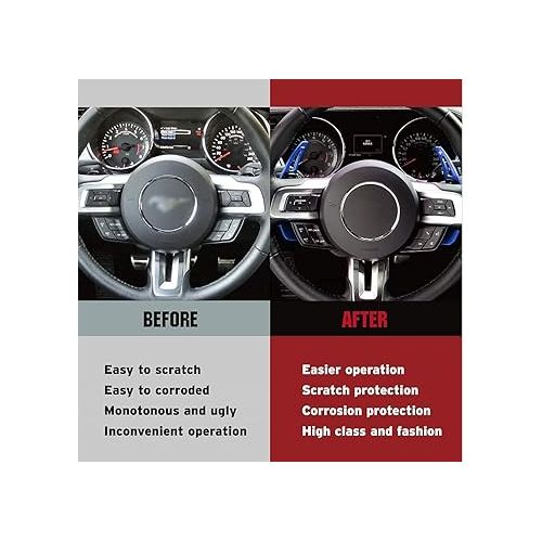  Bonbo Aluminum Steering Wheel Paddle Shifter Extension for Ford Mustang 2015-2021(Blue)