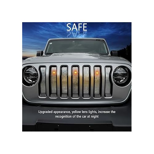  Upgrade Pre-Runner Style LED Grille Light Kit for Jeep Wrangler JL JLU Sports Sahara Freedom Rubicon 2018-2022 Safe Useful Auxiliary Running Light