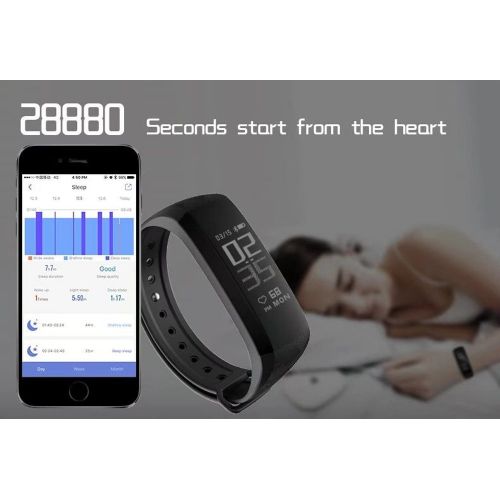  Bond BOND Upgrade M2H Smart Bracelet 24Hours Heart Rate Monitor Call SMS Push Fitness Tracker Bluetooth Sports Wristband Healthy Gift (Black)