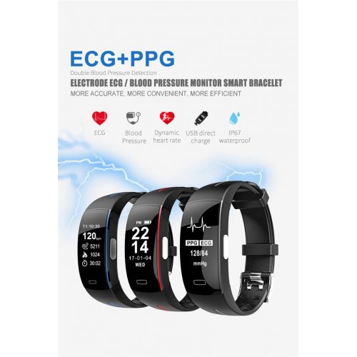  Bond BOND P3 PPG+ECG Smartwatch Blood Pressure Heart Rate Monitor Fitness Watches Cicret Bracelet Smart Wristband for iOS Android Healthy Gift (Black)