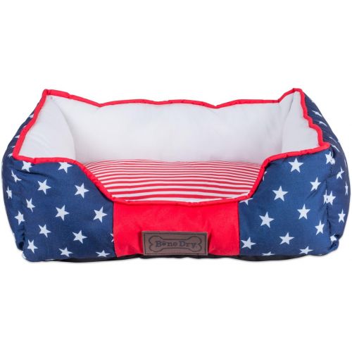  Bone Dry CAMZ37192 DII 4th of July Stars & Stripes Pet Bed, 22x17x7 Rectangle Bed for Dogs Or Cats, Small