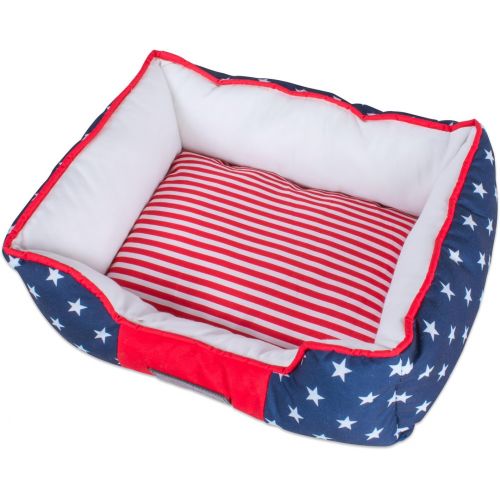  Bone Dry CAMZ37192 DII 4th of July Stars & Stripes Pet Bed, 22x17x7 Rectangle Bed for Dogs Or Cats, Small