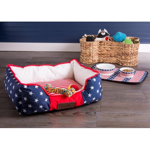  Bone Dry CAMZ37192 DII 4th of July Stars & Stripes Pet Bed, 22x17x7 Rectangle Bed for Dogs Or Cats, Small