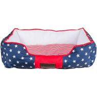 Bone Dry CAMZ37192 DII 4th of July Stars & Stripes Pet Bed, 22x17x7 Rectangle Bed for Dogs Or Cats, Small