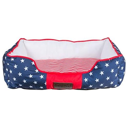  Bone Dry CAMZ37192 DII 4th of July Stars & Stripes Pet Bed, 22x17x7 Rectangle Bed for Dogs Or Cats, Small