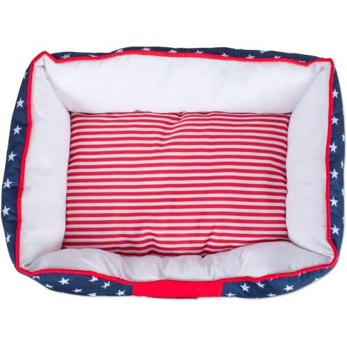  Bone Dry CAMZ37192 DII 4th of July Stars & Stripes Pet Bed, 22x17x7 Rectangle Bed for Dogs Or Cats, Small