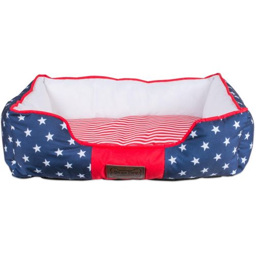  Bone Dry CAMZ37192 DII 4th of July Stars & Stripes Pet Bed, 22x17x7 Rectangle Bed for Dogs Or Cats, Small