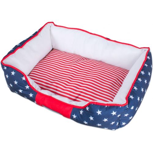  Bone Dry CAMZ37192 DII 4th of July Stars & Stripes Pet Bed, 22x17x7 Rectangle Bed for Dogs Or Cats, Small