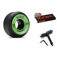 Bones 100s #2 V5 Sidecuts Skateboard Wheels - Black - 54mm Reds Bearings and CCS Skate Tool