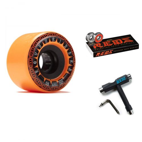  Bones Rough Riders Tank Skateboard Wheels - Orange - 59mm Reds Bearings and CCS Skate Tool