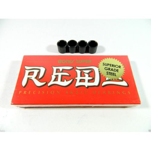  Bones Super Reds Skateboard Bearings + 4pcs Bearing Spacers