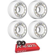 Bones Wheels 58mm SPF Arrows White/Gold Skateboard Wheels - 81b with Bones Bearings - 8mm Bones Super Reds Skate Rated Skateboard Bearings (8) Pack - Bundle of 2 Items