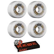 Bones Wheels 60mm SPF Deathbox White/Gold Skateboard Wheels - 81b with Bones Bearings - 8mm Bones Reds Precision Skate Rated Skateboard Bearings (8) Pack - Bundle of 2 Items