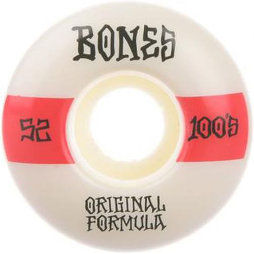  Bones Wheels Unisexs 100s #14 V4 Wide Skateboard Wheels, White, 52 mm (WSBABCM520014A4)