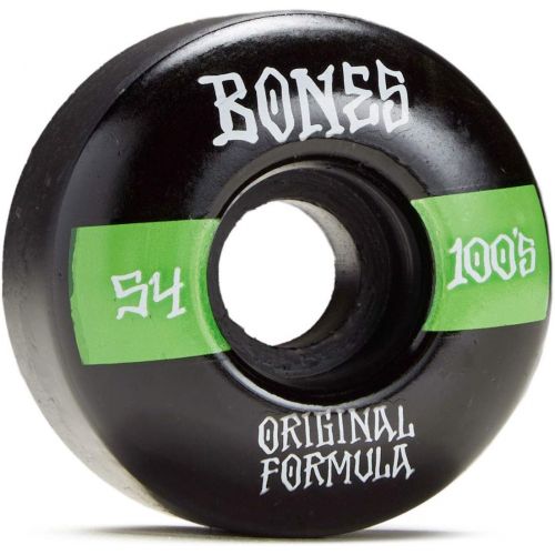  Bones Wheels Unisexs 100s #14 V4 Wide Skateboard Wheels, Black, 54 mm (WSBABCM540014X4)