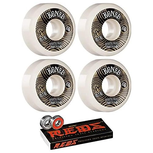  Bones Wheels 60mm SPF P5 Ripples White/Gold Skateboard Wheels - 81b with Bones Bearings - 8mm Bones Reds Precision Skate Rated Skateboard Bearings (8) Pack - Bundle of 2 Items