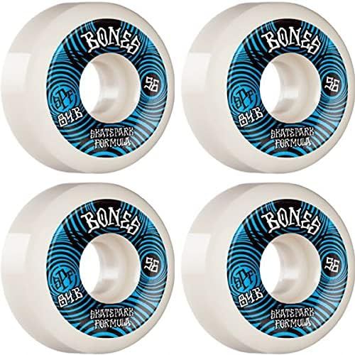  Bones Wheels SPF P5 Ripples White/Blue Skateboard Wheels - 56mm 84b (Set of 4)