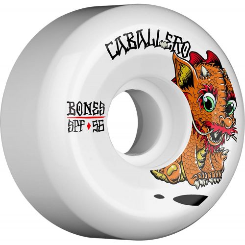  Bones Wheels Steve Caballero Pro SPF Baby Dragon Sidecut White Skateboard Wheels - 56mm 84b (Set of 4)