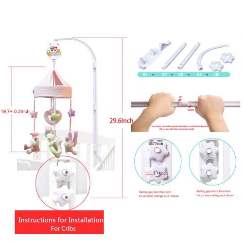  Bongoli&Bongsuni Baby Crib Musical Mobile Decoration Newborn Gift 35 Tunes Plush Musical Mobile (Bear Rabbit Hand Ring)