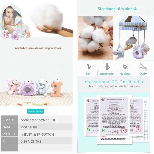  Bongoli&Bongsuni Baby Crib Musical Mobile Decoration Newborn Gift 35 Tunes Plush Musical Mobile (Bear Rabbit Hand Ring)