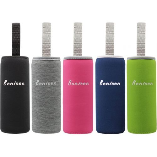  Bonison Stylish Environmental Borosilicate Glass Water Bottle with Colorful Nylon Sleeve
