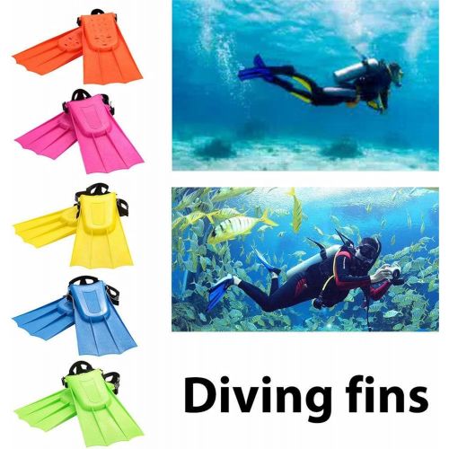  Bonlting 1 Pair Children Diving Fins Short Floating Adjustable Learn Swimming Flippers Fins for Diving, Swimming, Scuba Snorkeling, Watersports(EU 25-30, Random Color)