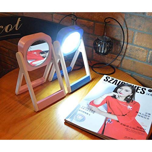  Bonlux Makeup Mirror USB Rechargeable LED Lighted - Portable Multifunctional Lighted, 360° Rotation LED Table Lamp with Touch Dimming for Countertop Traveling, Natural White 4000K,