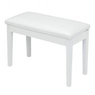 Bonnlo White Duet Piano Bench Wooden keyboard bench with Storage and Padded Cushion